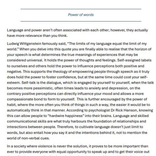 'The Power of Words' by Yige Li, age 16