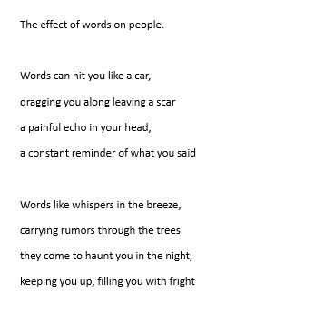 'The effect of words on people' by Helen Handscombe, Year 9, Soham Village College