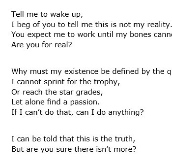 'Unfair Expectations' by Alana Burchett, age 15, Folkestone School for Girls