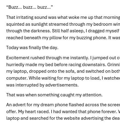 'The Buzz' by Kai Bennett, age 14, Year 9, Thomas Clarkson Academy