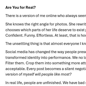 'Are You For Real?' by Areeza, Year 10, Brampton Manor Academy