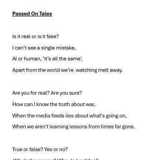 'Passed On Tales' by Izzy Foster, age 16, Wolverhampton Girls’ High School