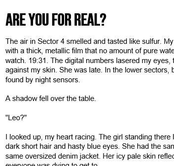 'Are you for Real?' by Ruby Crowther, Year 10, Fallibroome Academy